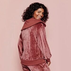 Summersalt The Plush Velour Half Zip Pullover - Rosewood - womens XL
